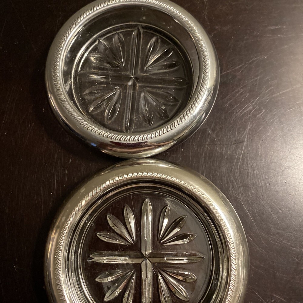 VTG. ROGERS SILVER SET OF TWO COASTERS