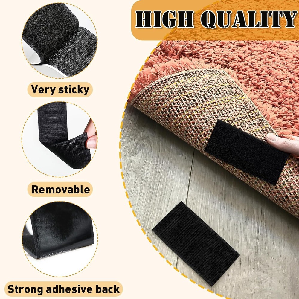 32 Ft × 1 Inch Hook and Loop Strips with Adhesive, 2 Rolls 32Ft×1in, Black