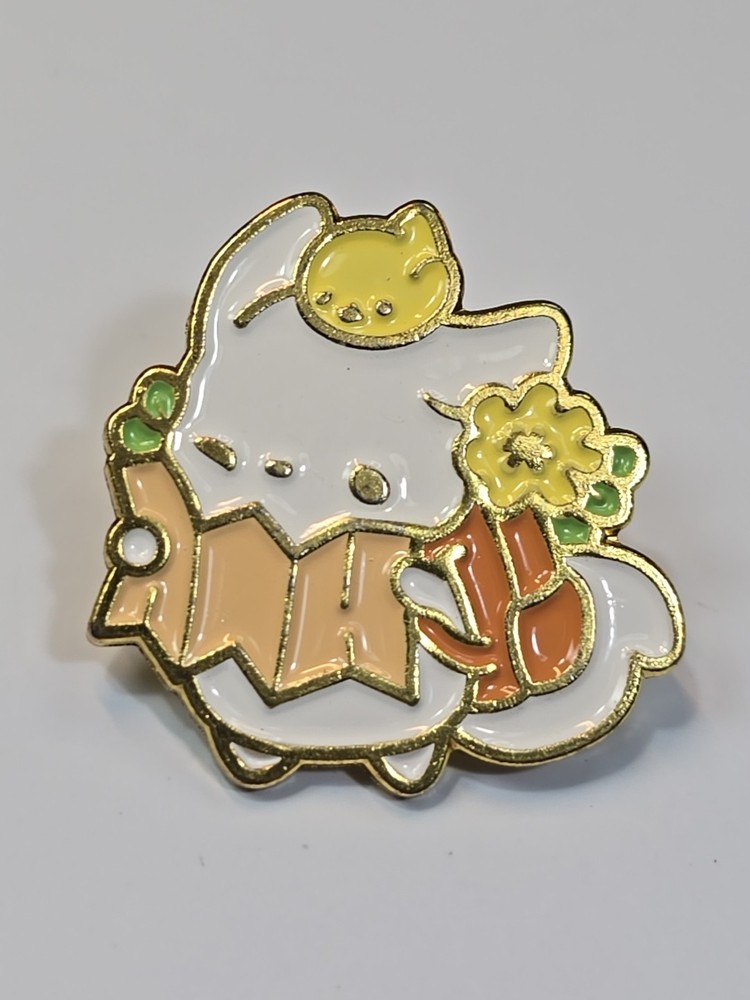 White Cat With Map Lapel Pin