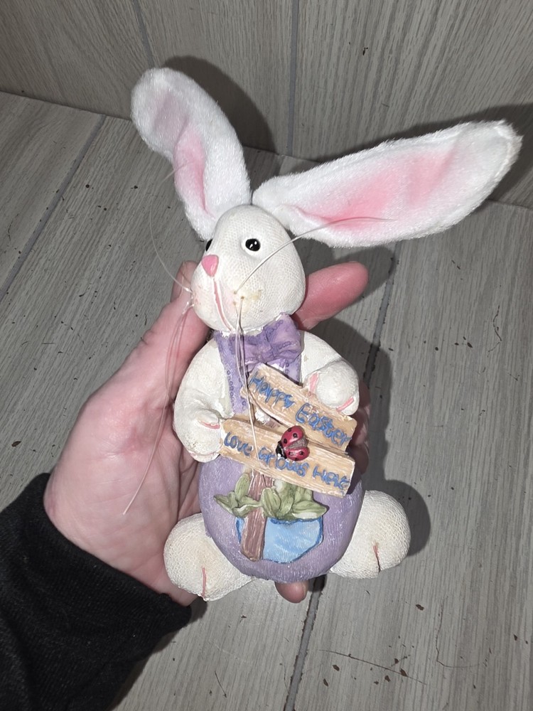 Vtg Easter Bunny Posable Ears Protruding Whiskers Easter Spring Cute Kitschy