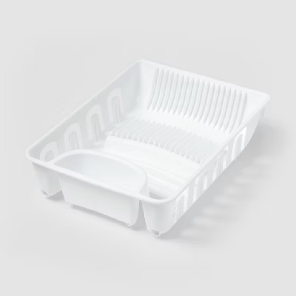 Plastic Dish Drainer White  Freestanding Polypropylene Dish Drying Rack,