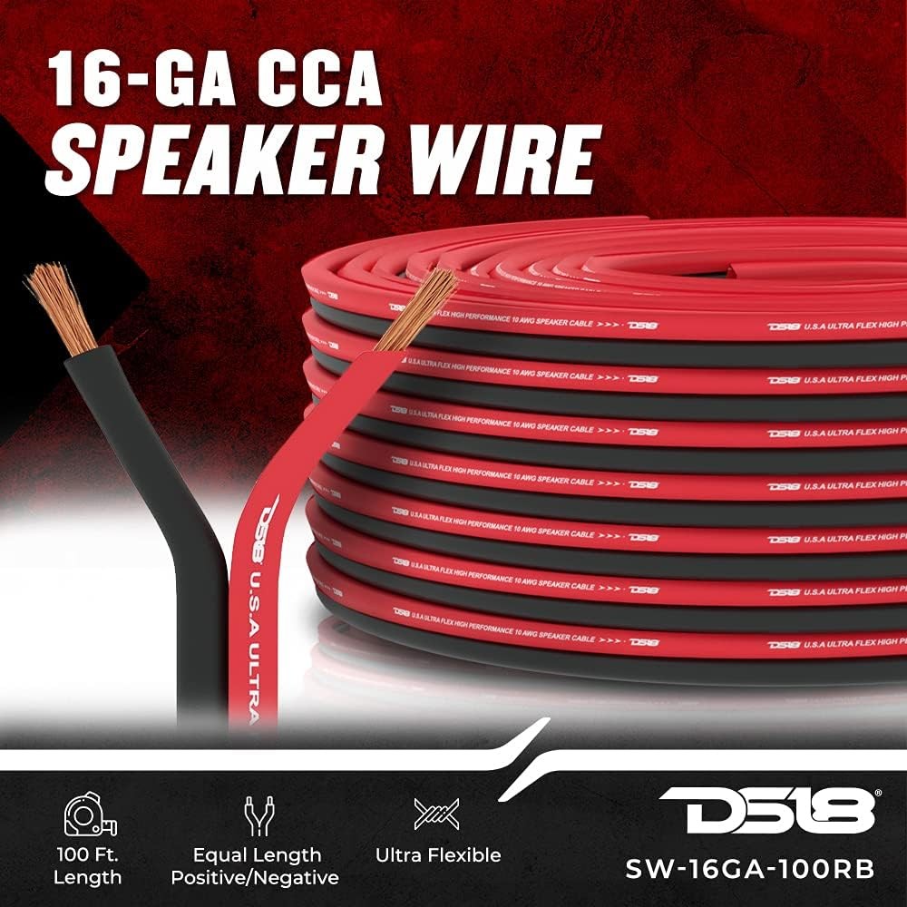 DS18 4-Gauge Amplifier Wiring Kit + 100FT 18GA Speaker Wire Bundle