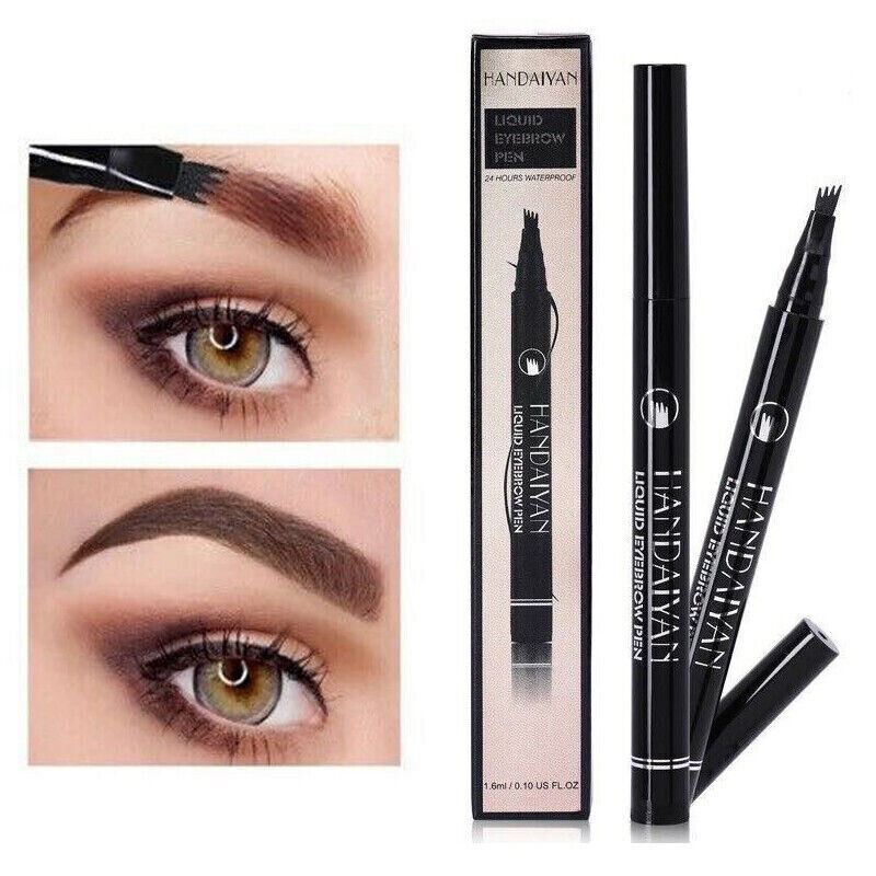 2 Pack Long-Lasting Liquid Tattoo Eyebrow Pens: 4 Tips, 3D Fork Microblading Ink