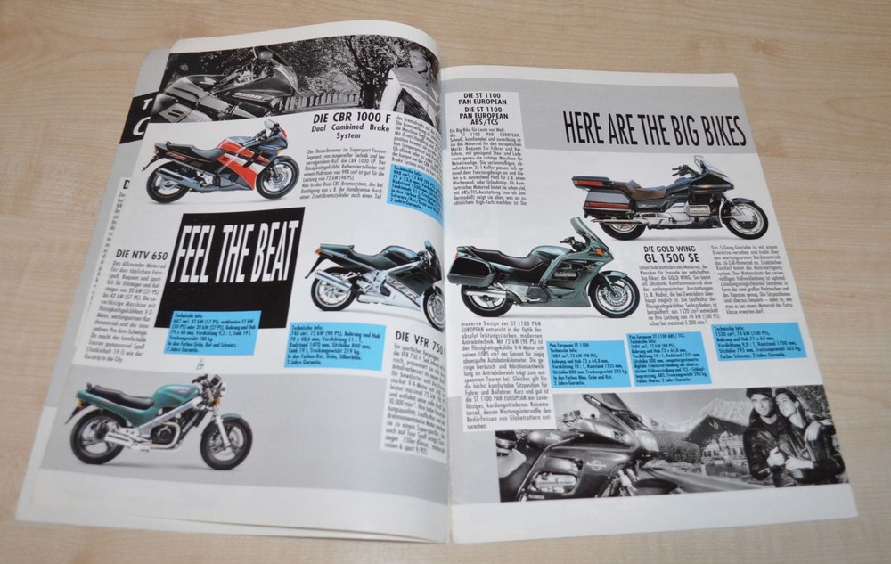 1993 Honda Model Range Motorcycle Brochure Prospekt DE