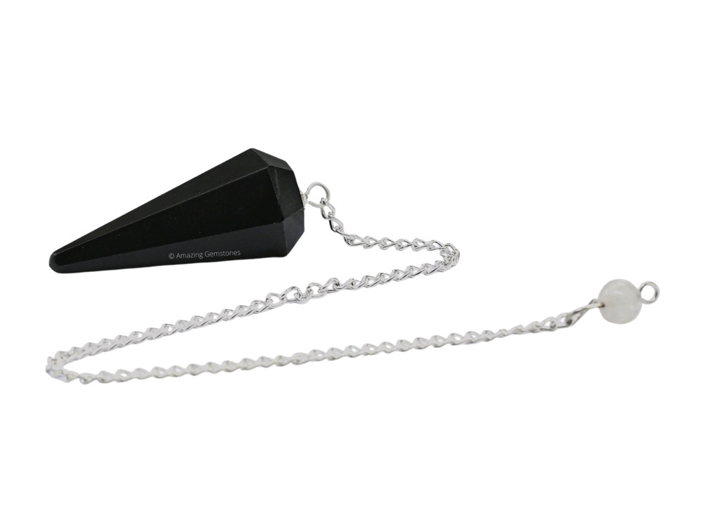 Black Agate Dowsing Crystal Pendulum