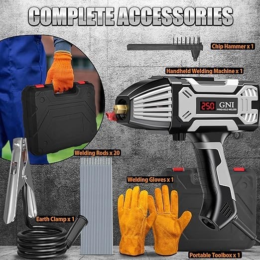 Welding Machine Handheld, Portable Welder Machine 110V 250A with Toolbox, 20PCS