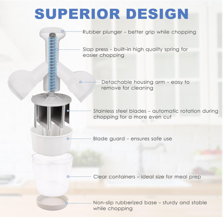 Pampered Chef Push Function Food Chopper - White