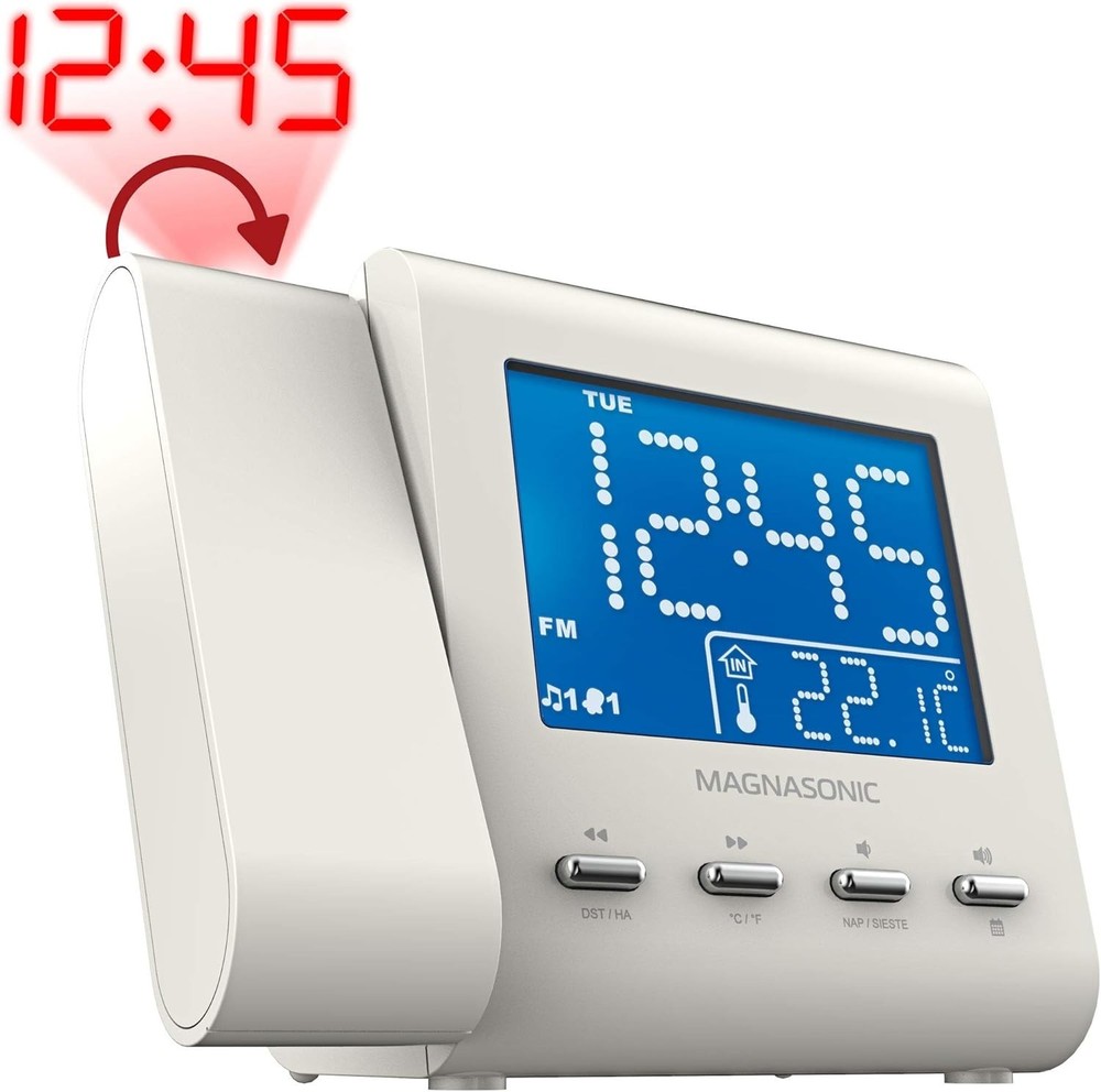 Modern Projection Alarm Clock with Adjustable Brightness and Dual Alarm