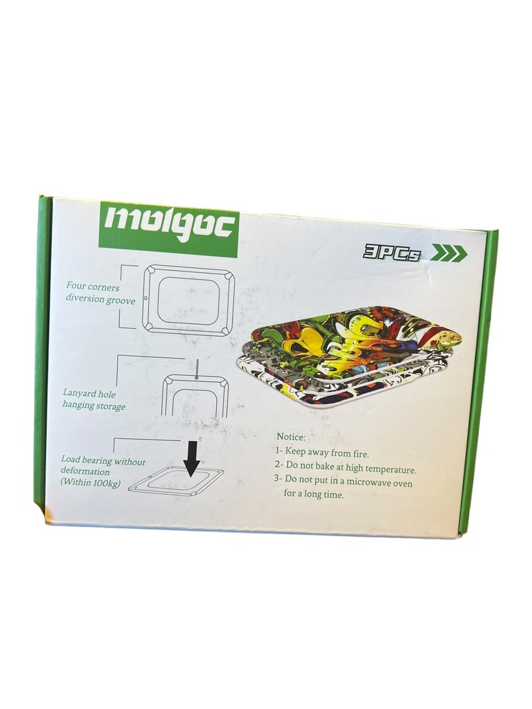 Moloc Multicolor Multidesign 3 Piece Rolling Tray Set