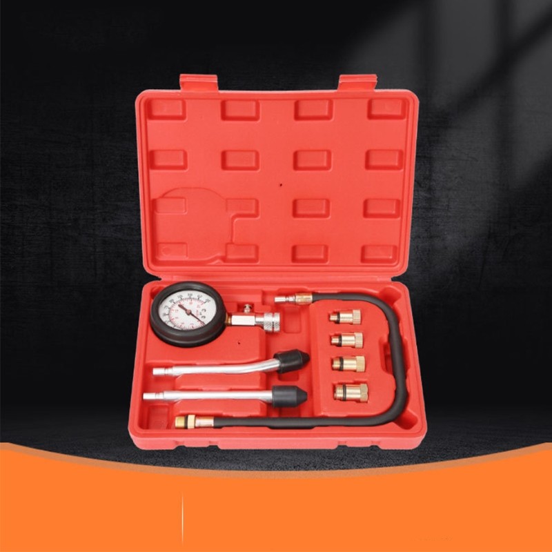 Engine Cylinder Compression Test Gauge Detector Kit Set Adapters and Pipes