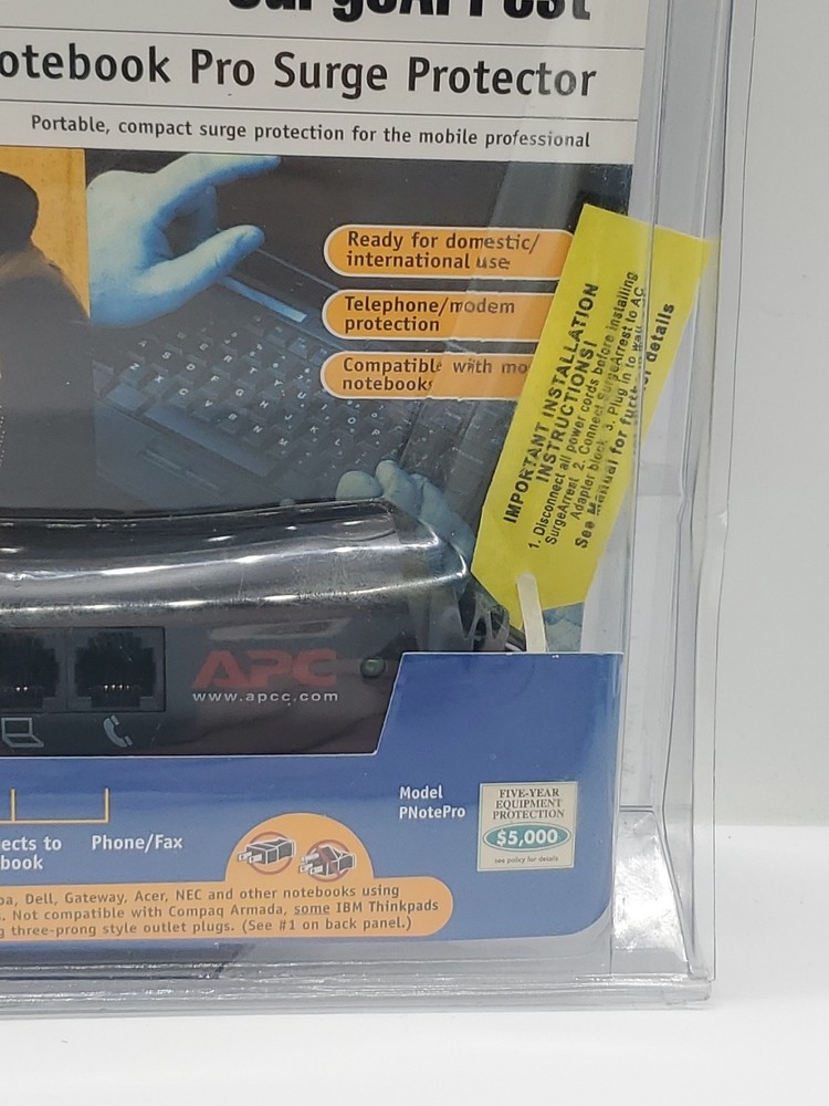 APC Notebook Laptop Power Surge Protector Pnote Pro Mobile In-line 2 Prong