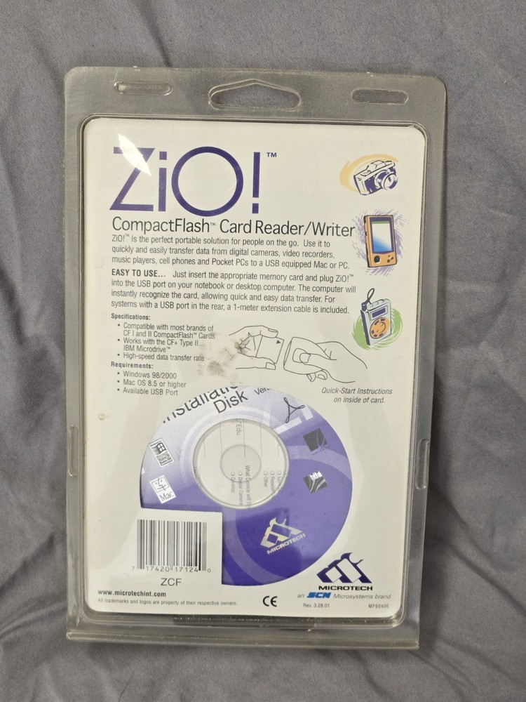 ZIO MicroTech Compact Flash USB Card Reader/Writer for CF 1 & II - NOS