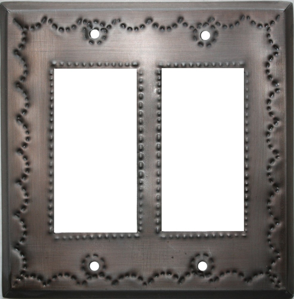 Double Decora Mexican Handmade Punched Antique Tin Switchplate