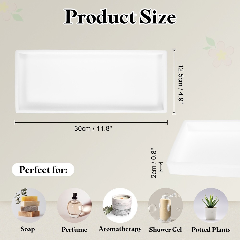 Silicone bath tray 30x12cm, rectangular toilet tray white