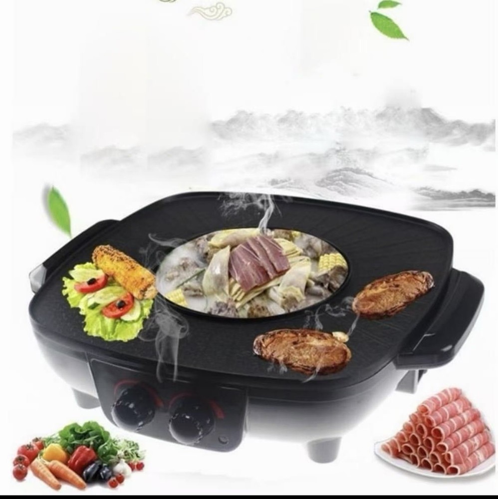 Black Smokeless Hot Pot Cookware with Non Stick Coating Fast Even Heating