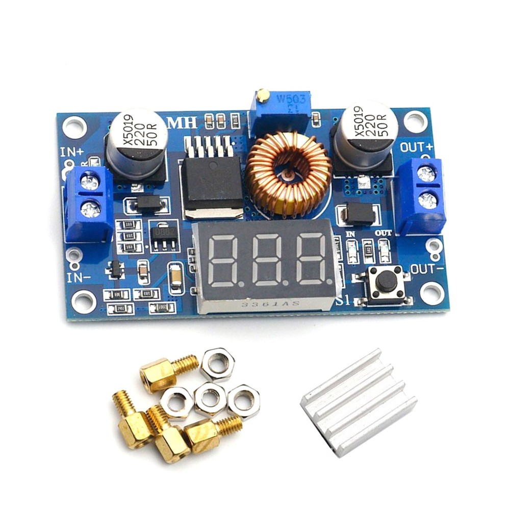 75W Adjustable DC-DC Step Down Power Supply Voltmeter Heatsink Standoffs XL4015
