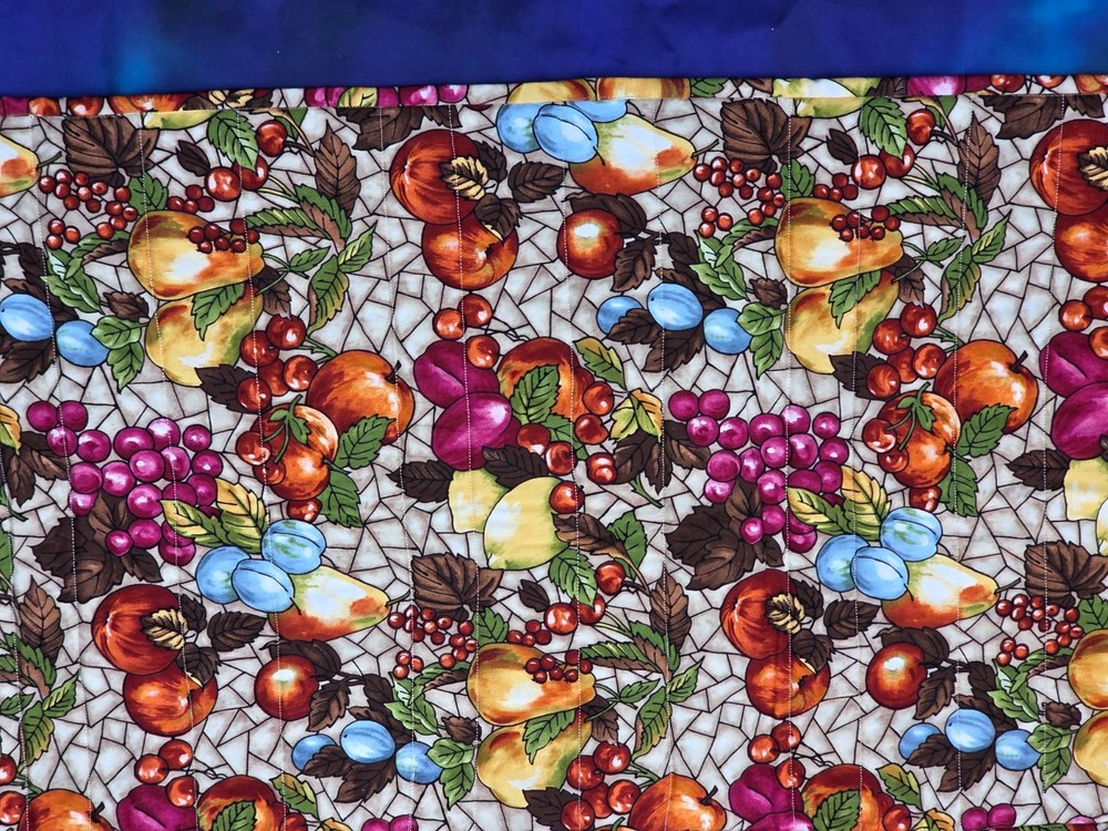 Handmade Quilted Table runner reversible Thanksgiving Fall Autumn fruit grapes