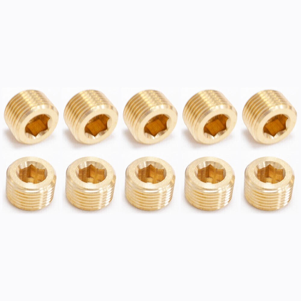 1/8" Male Brass Internal Hex Socket Head Thread Countersunk Pipe Plug 50 pk