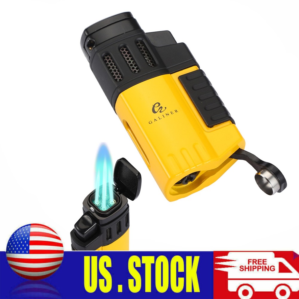 Plastic Jet 4 Flame Windproof Torch Cigar Lighter Punch Refillable Butane Gift