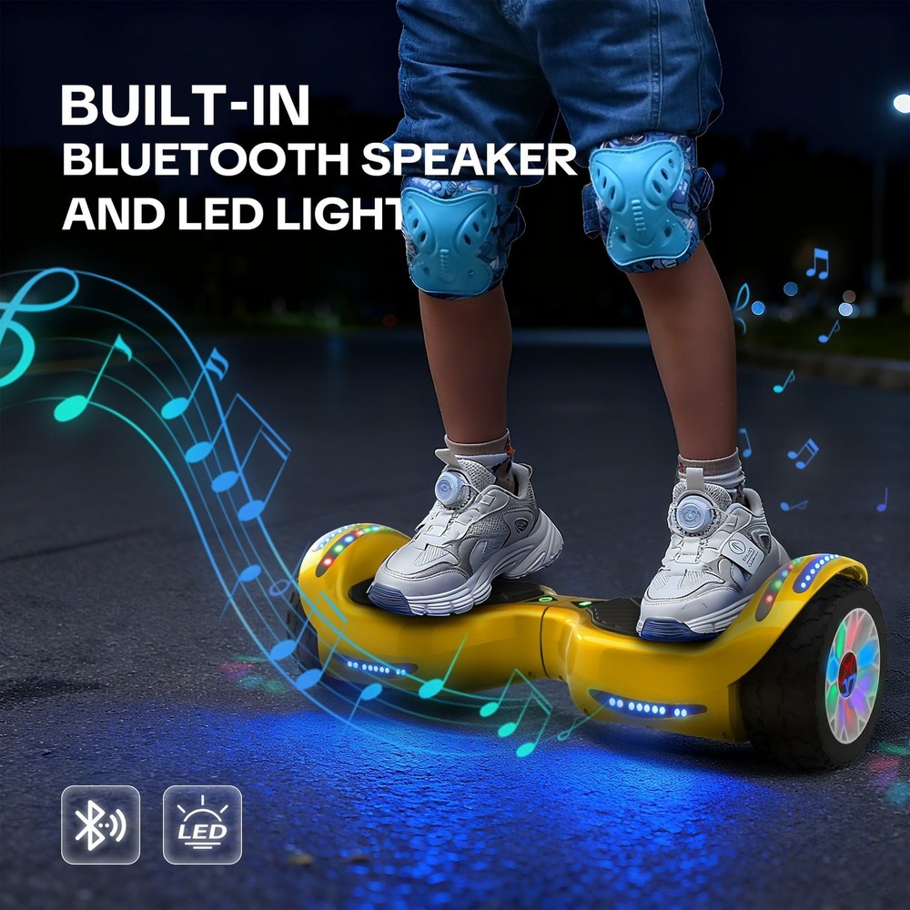 Mosta Electric Hoverboard with Bluetooth Speaker, Chrome Design, Self-Balancing,