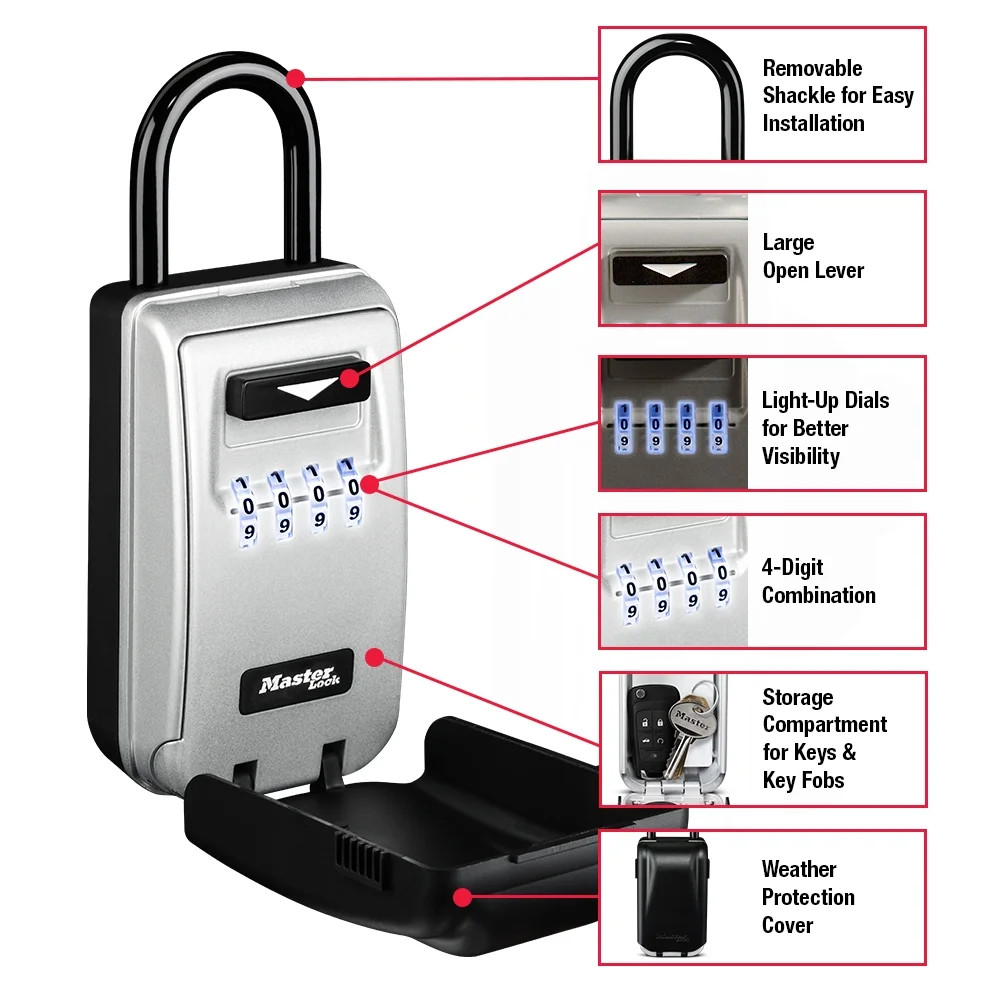 Master Lock Light-Up Dial Combo Portable Lock Box 5424EC (50)