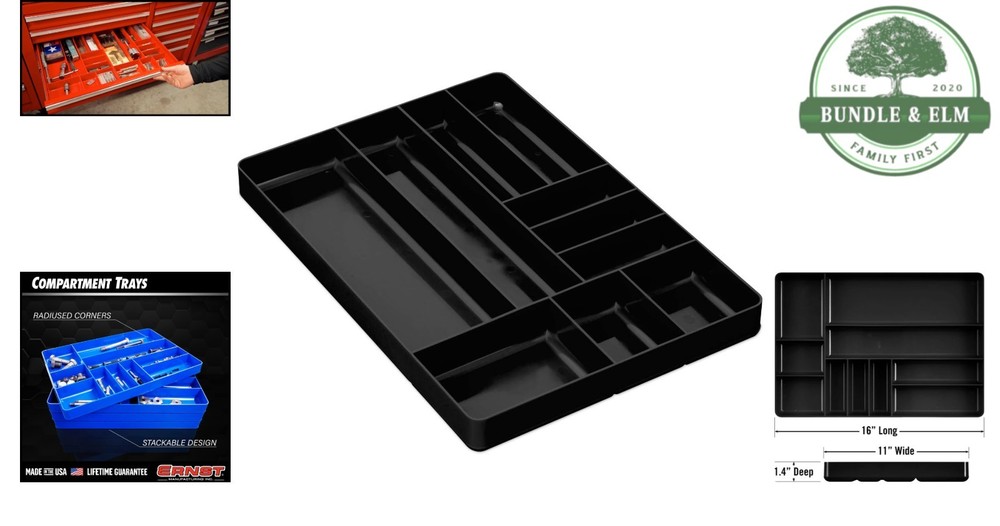10 Compartment Drawer Organizer for Tools and Parts - Stackable Tray Design