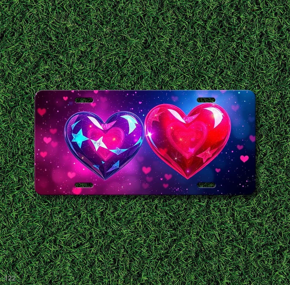Romantic Hearts License Plate Personalized Auto Tag Gift Idea