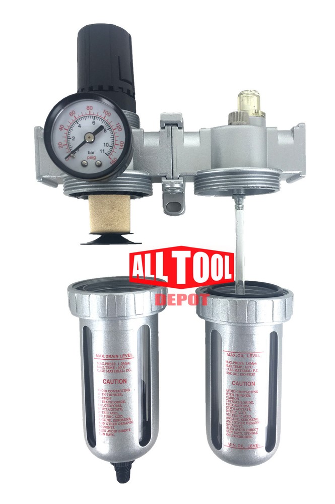 1/2" MidFlow Air Moisture Filter Regulator Oiler Separator Lubricator Combo Auto