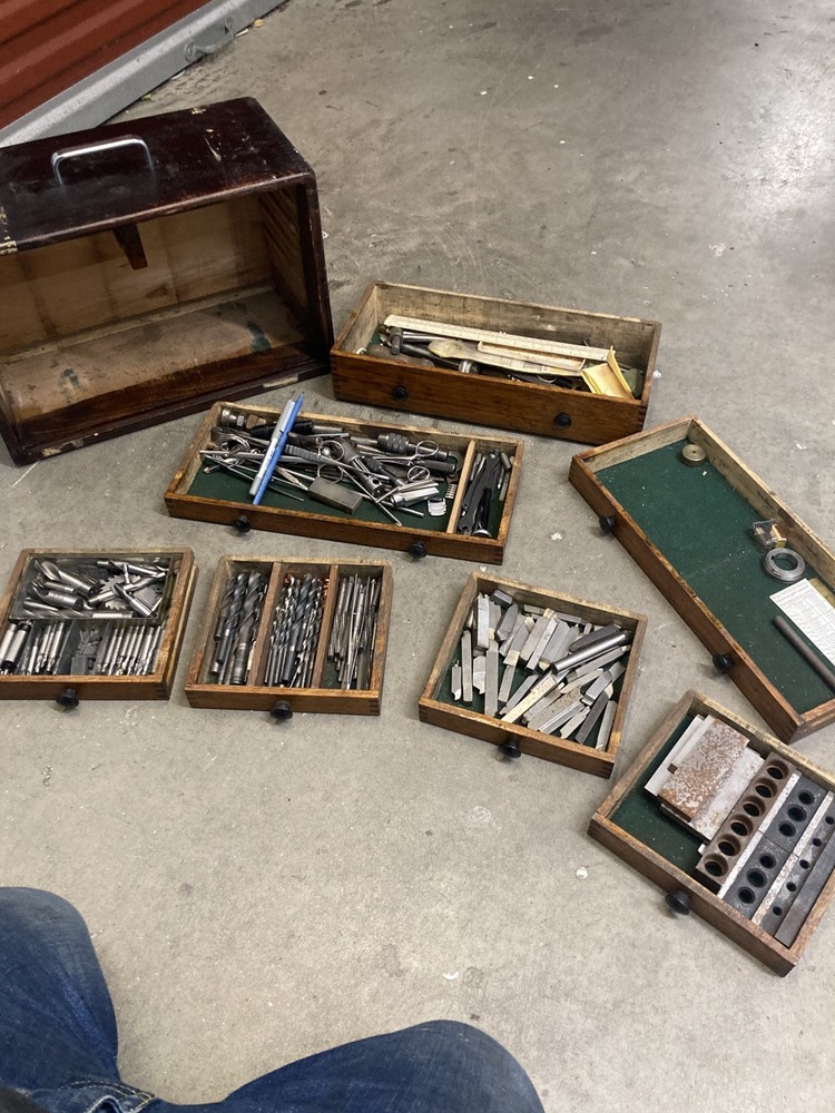 Vintage Moore & Wright Engineers Toolbox With Tools