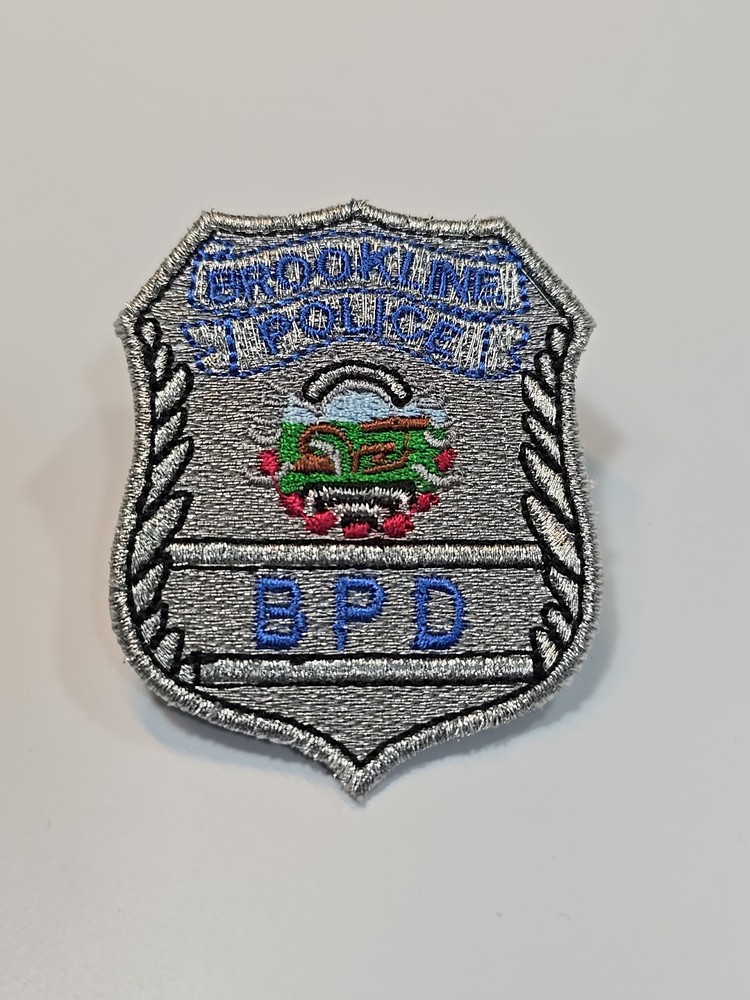 Brookline Police Iron-on Patch Massachusetts Silver Color