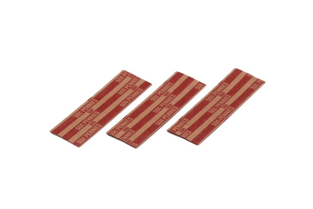 Flat Coin Wrapper Penny $.50 Cent Red Rolls 250 pcs