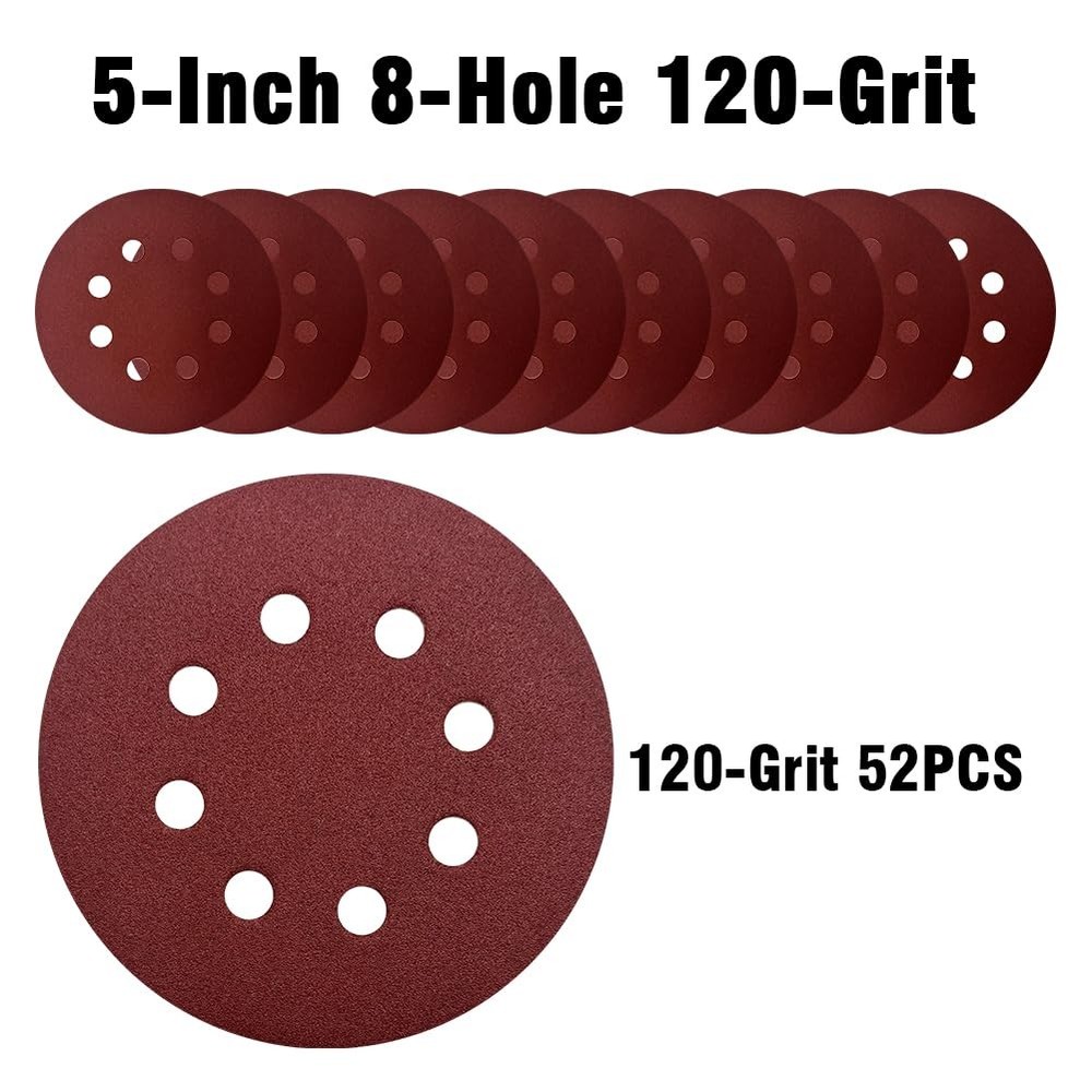 120 Grit Hook and Loop Sanding Discs 52 Pack