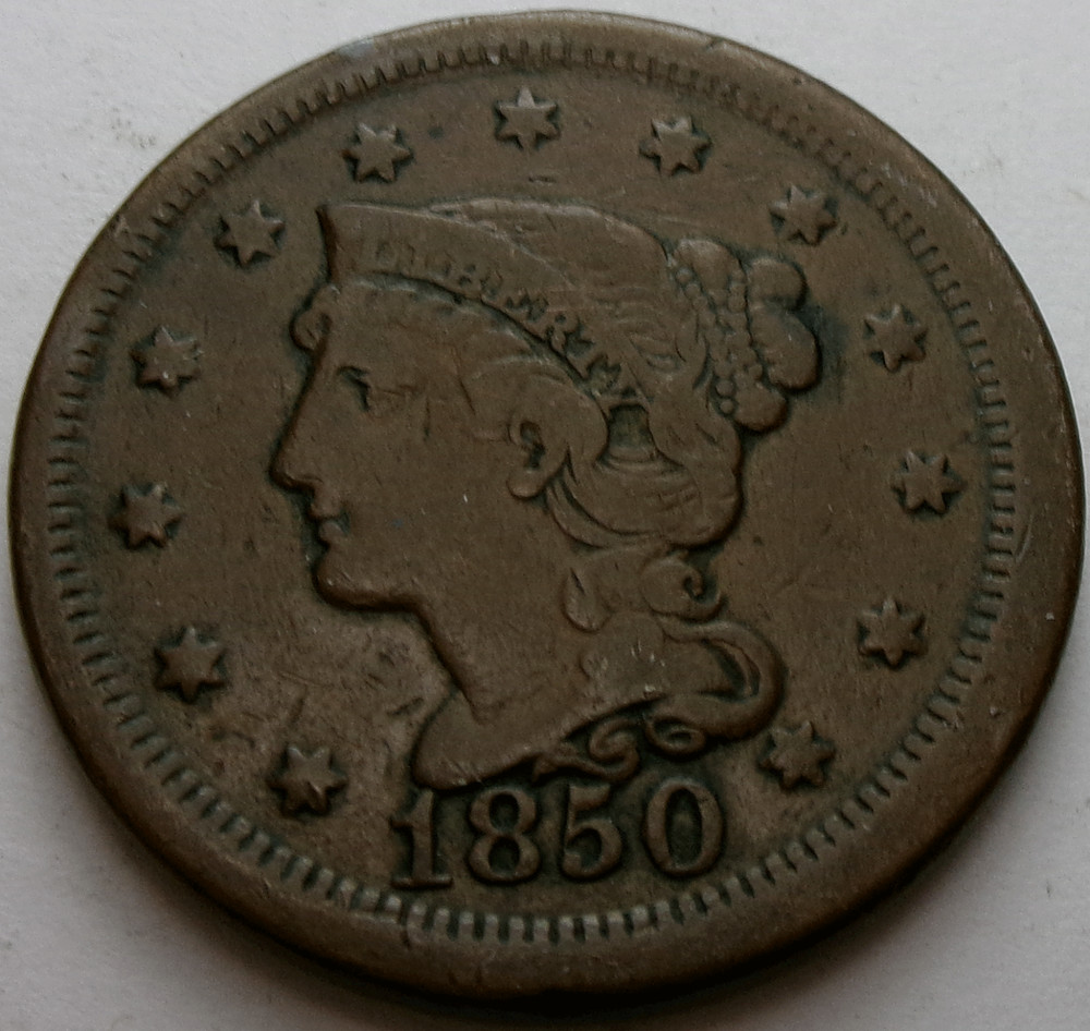 1850 Braided Hair Large Cent