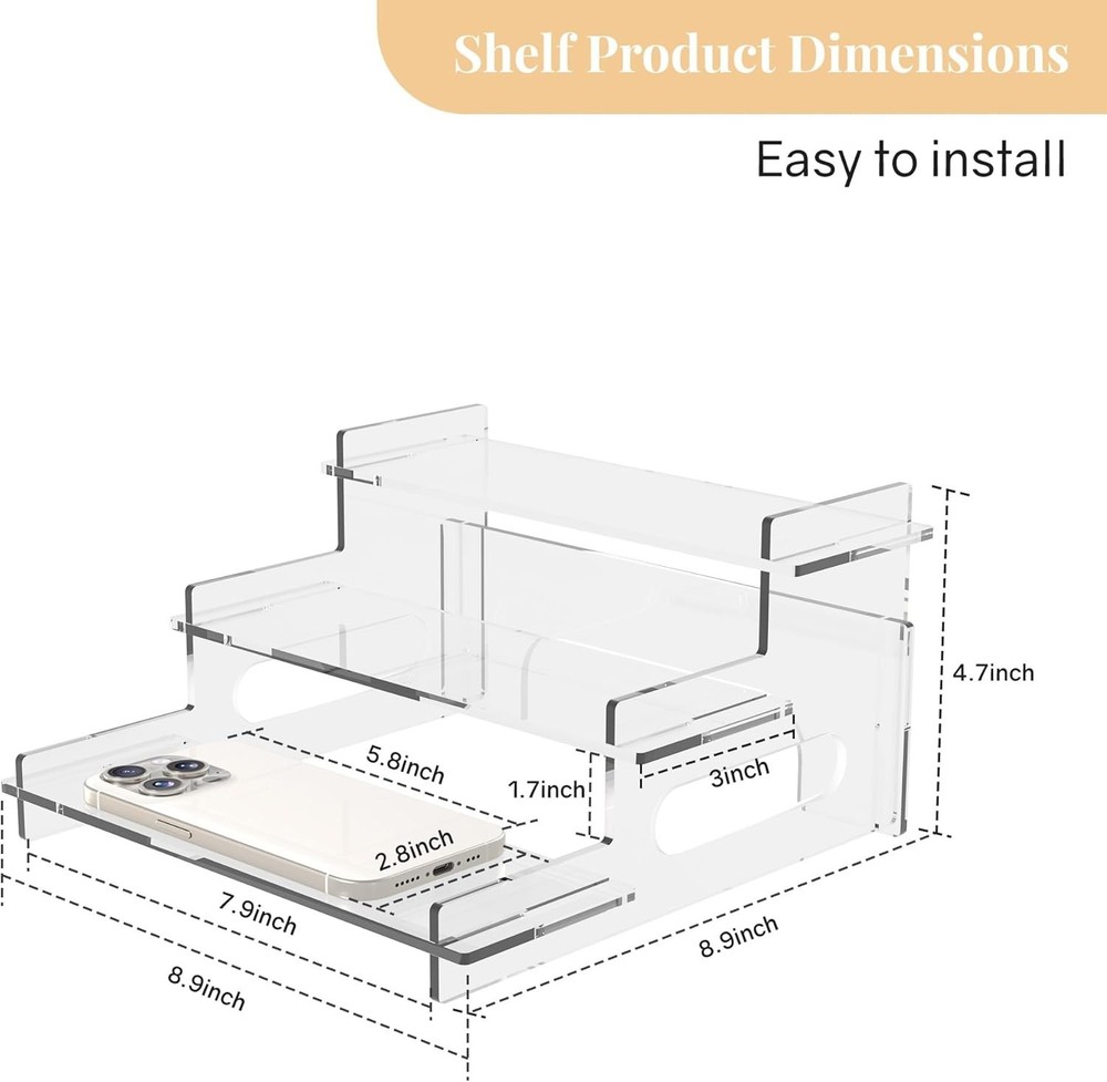 Durable 3-Tier Acrylic Display Risers – Perfect for Vanity & Retail Settings
