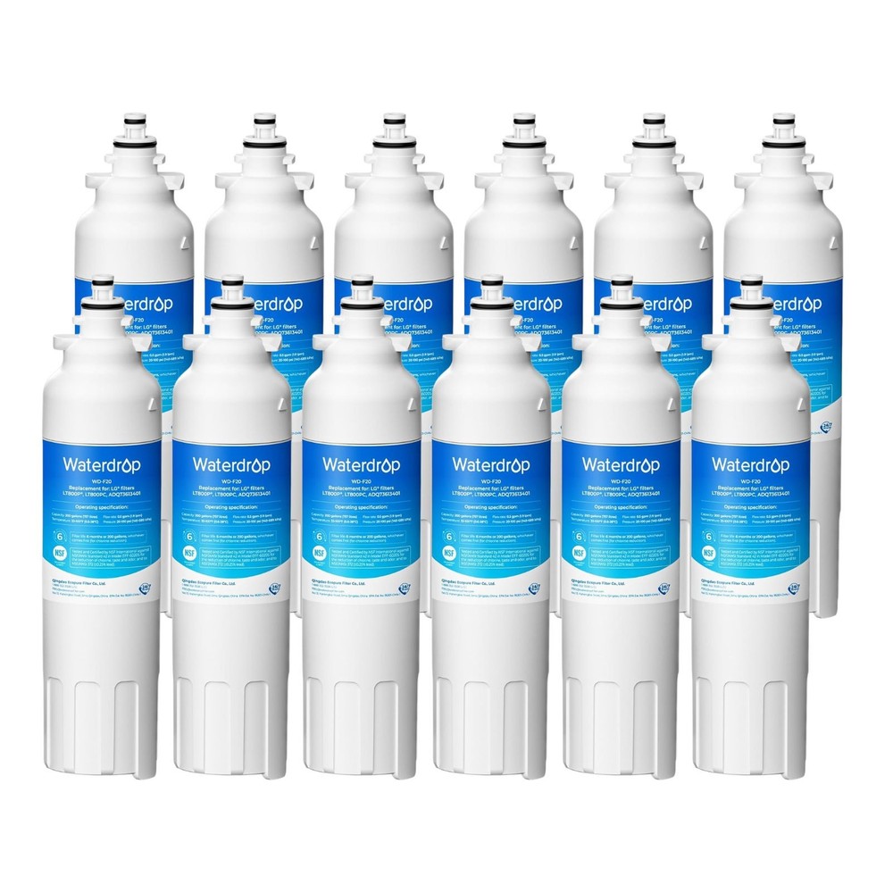 Waterdrop Refrigerator Water Filter, Replacement for LG® LT800P®, Pack of 12
