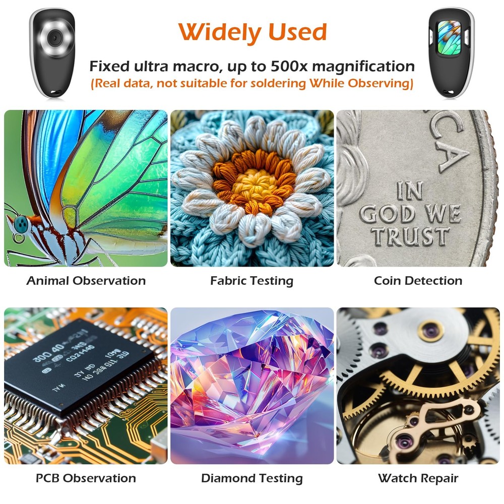 Digital Microscope Fixed Focus, 200x Mini Magnifier, black