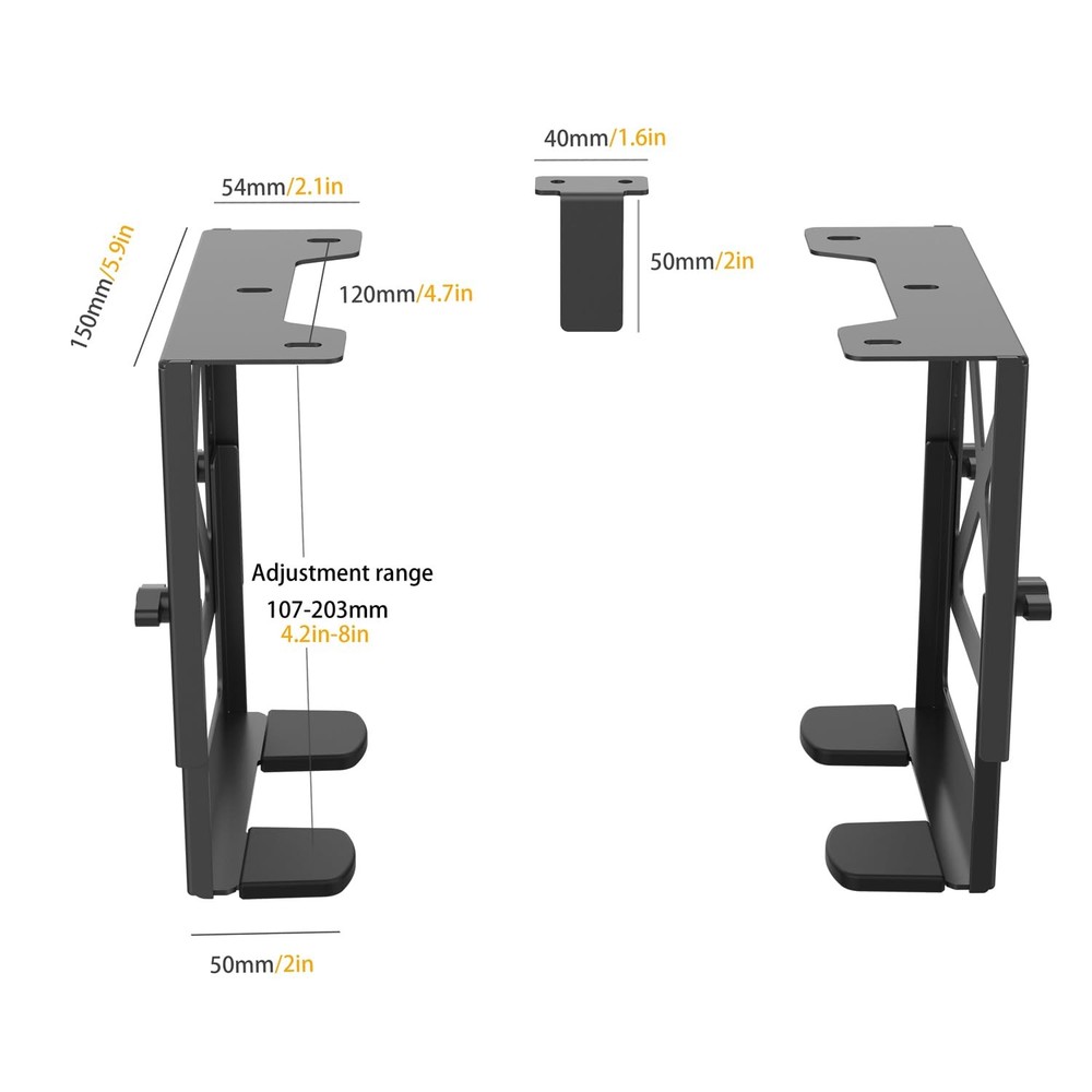 Adjustable Under Desk PC or NAS Mount Bracket Holder，Compatible with Desktop ...