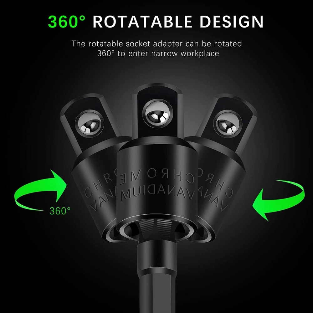 Flexible Drill Bit Extension Set with Right Angle Attachment, 360° One Size