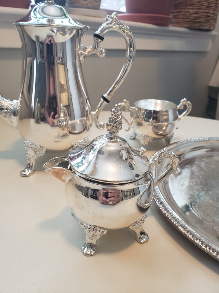 Vintage Silver Plate Tea Set with Tray