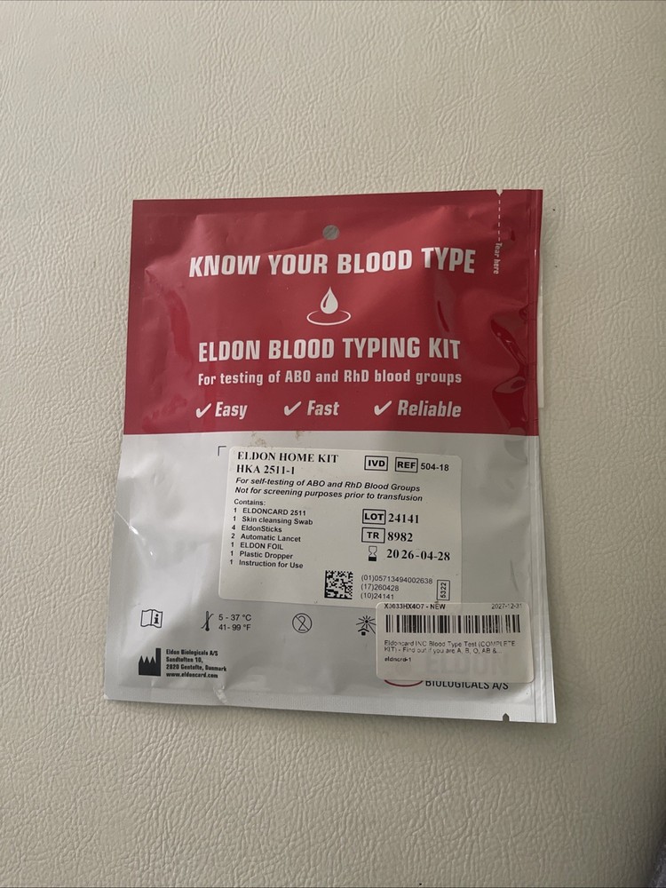 Eldon HKA25111 Blood Type RH Factor Complete Kit