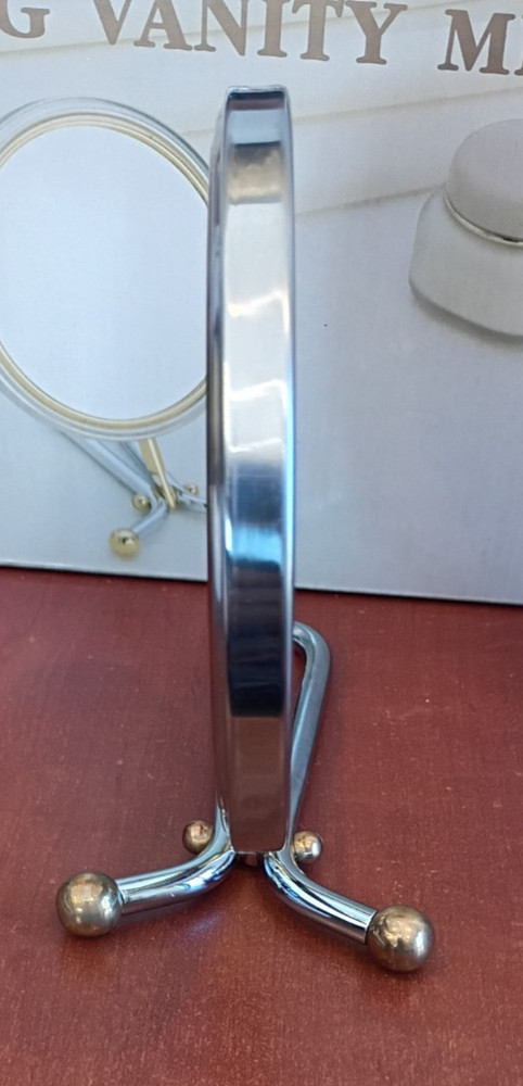 Vintage Posable Vanity Mirror Silver & Gold Tone