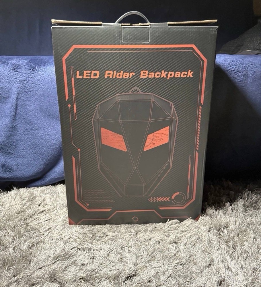 Motorcycle black carbon style Backpack,with LED eyes,app Control