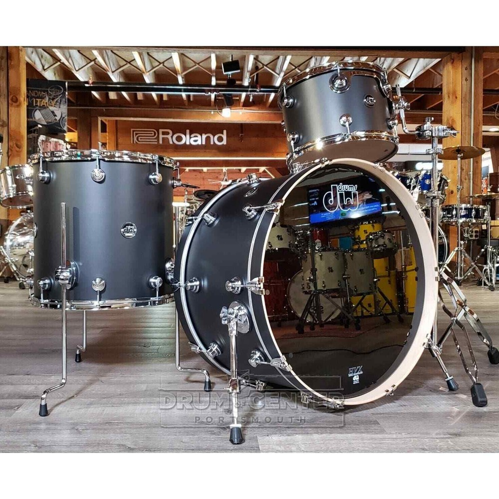 DW Performance 3pc Drum Set 24/13/16 Hard Satin Charcoal Metallic