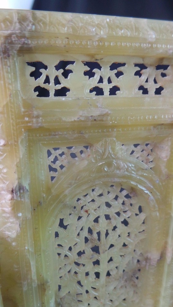 Chinese Carved Jade Screen Small Light Green