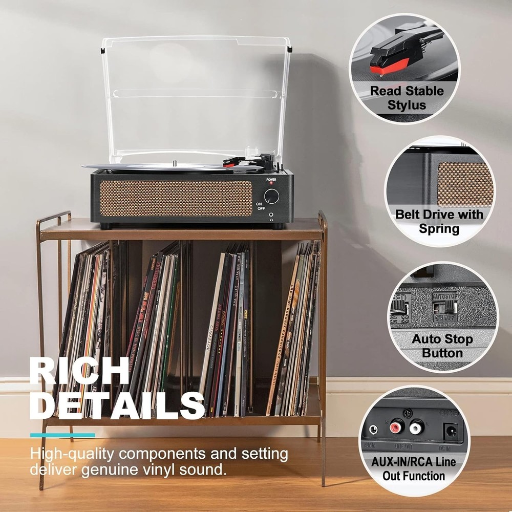 Bluetooth Turntable with Built-in Speakers