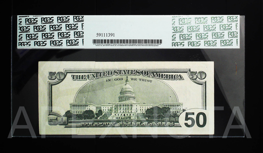 [GUTTER FOLD] FRN $50 1996 XF+ 45 ERROR FRONT GUTTER FOLD ON FACE SEAL SPLIT