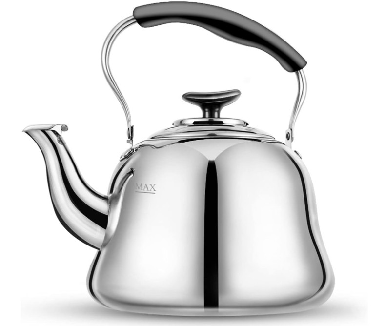 Tetera acero inox 2L con silbato, mango plegable y resistente al calor