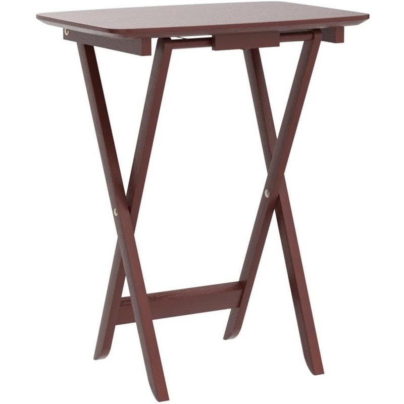 2-Piece Folding Rectangular Table Set Easy Storage Wooden Tables Home Use