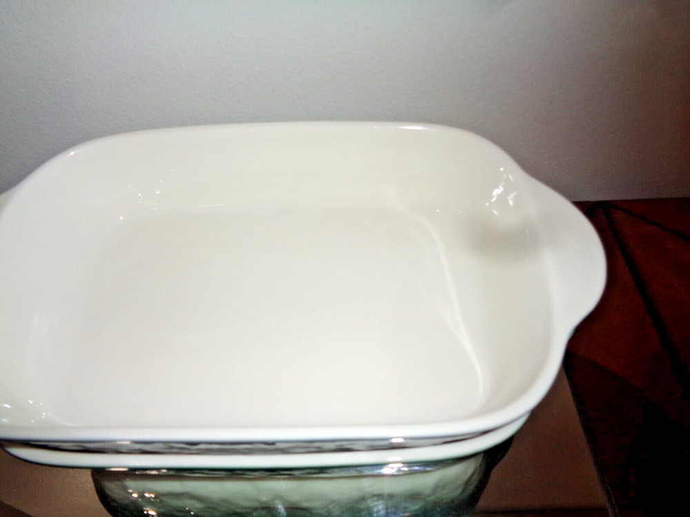 Set of 2 Green & Gray Ceramic Rectangular Baking Roasting Stackable Pan 9X5.5X1"