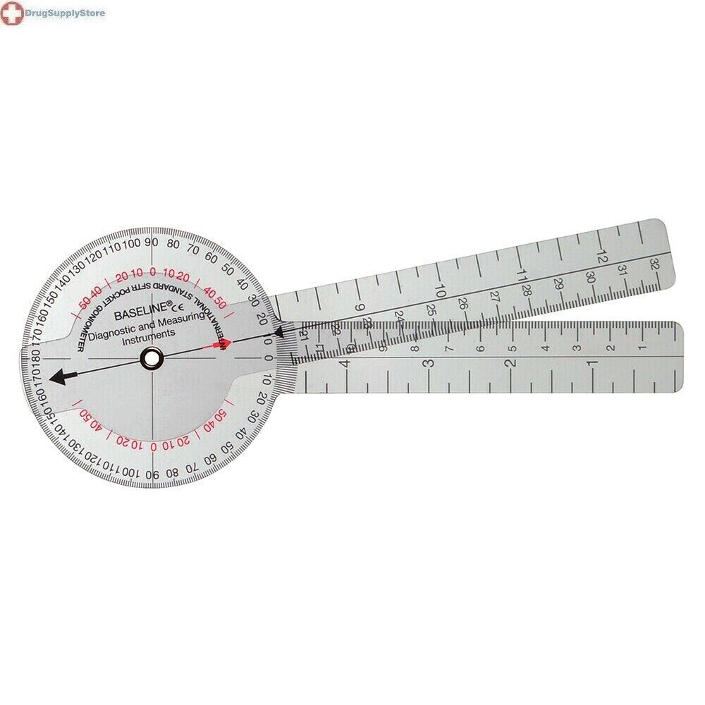 Baseline 360 Isom Plastic Goniometer, 12", 1 Degree Increments